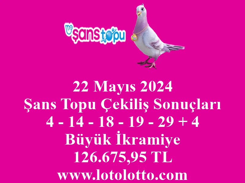 22 Mayıs 2024 Şans Topu Çekiliş Sonuçları