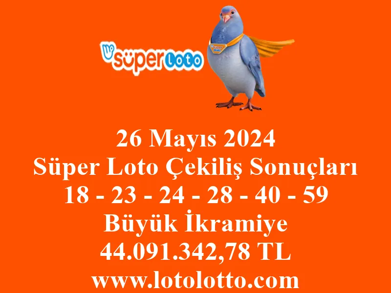 26 Mayıs 2024 Süper Loto Çekiliş Sonuçları