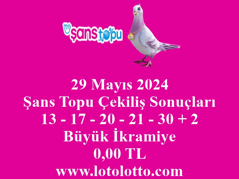 29 Mayıs 2024 Şans Topu Çekiliş Sonuçları