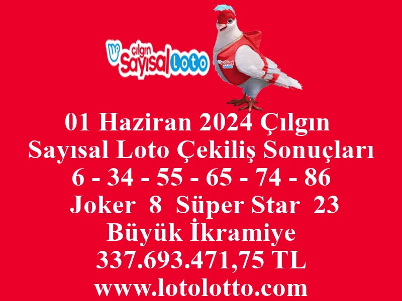 Sayısal Loto 01 Haziran 2024 Çekiliş Sonuçları