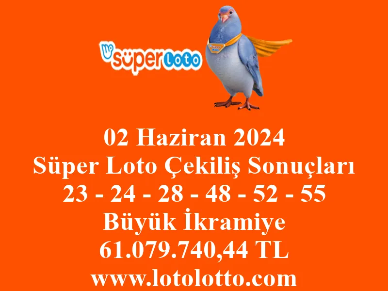 Süper Loto 02 Haziran 2024 Çekiliş Sonuçları