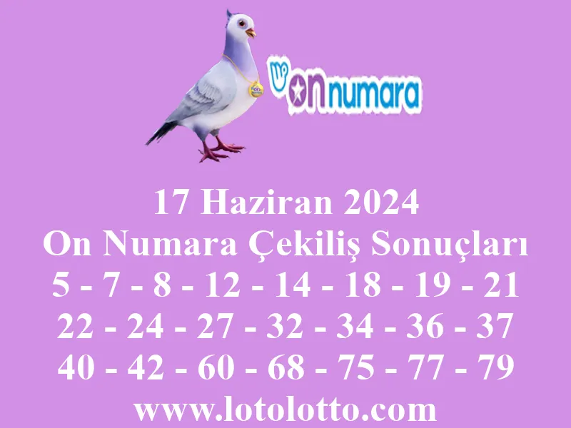 17 Haziran 2024 On Numara Çekiliş Sonuçları