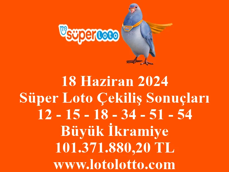 Süper Loto 18 Haziran 2024 Çekiliş Sonuçları