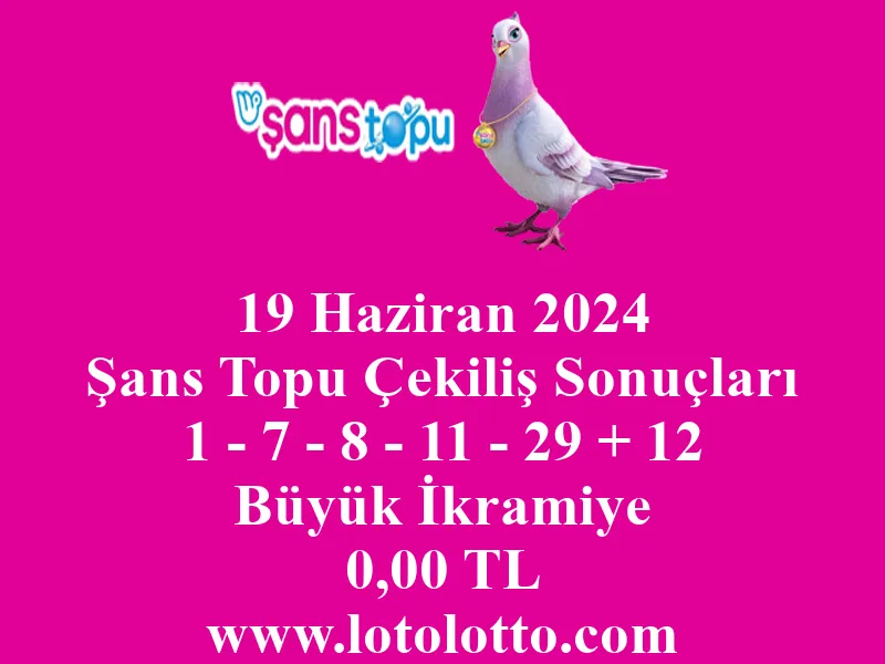 19 Haziran 2024 Şans Topu Çekiliş Sonuçları