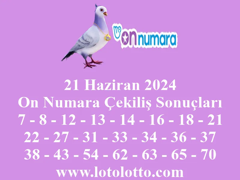 21 Haziran 2024 On Numara Çekiliş Sonuçları