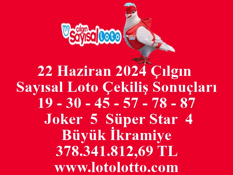 Sayısal Loto 22 Haziran 2024 Çekiliş Sonuçları