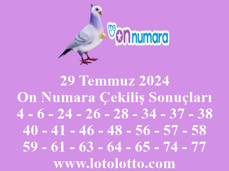 On Numara 29 Temmuz 2024 Çekiliş Sonuçları