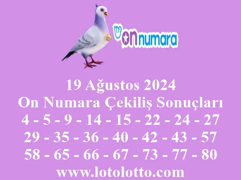 On Numara 19 Ağustos 2024 Çekiliş Sonuçları