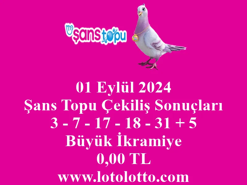 Şans Topu 01 Eylül 2024 Çekiliş Sonuçları