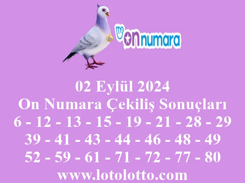 02 Eylül 2024 On Numara Çekiliş Sonuçları