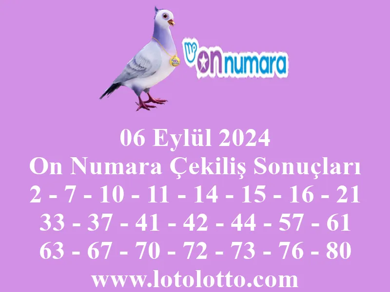 06 Eylül 2024 On Numara Çekiliş Sonuçları