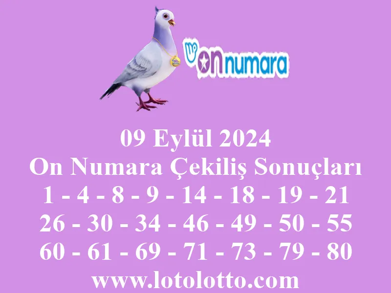 09 Eylül 2024 On Numara Çekiliş Sonuçları