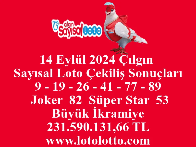 Sayısal Loto 14 Eylül 2024 Çekiliş Sonuçları