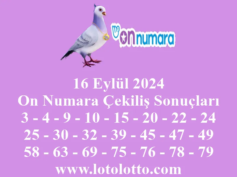 On Numara 16 Eylül 2024 Çekiliş Sonuçları