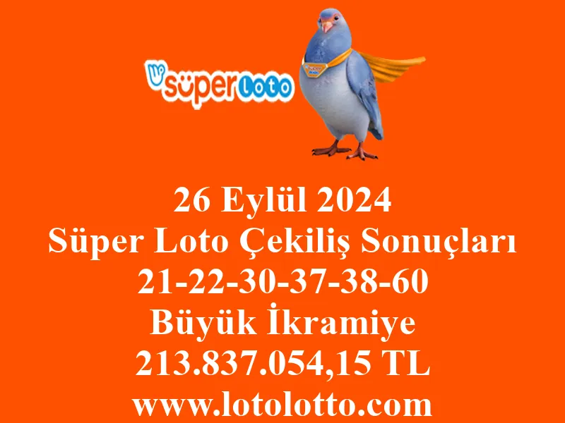 Süper Loto 26 Eylül 2024 Çekiliş Sonuçları