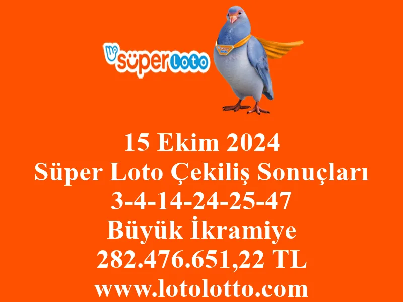 15 Ekim 2024 Süper Loto Çekiliş Sonuçları