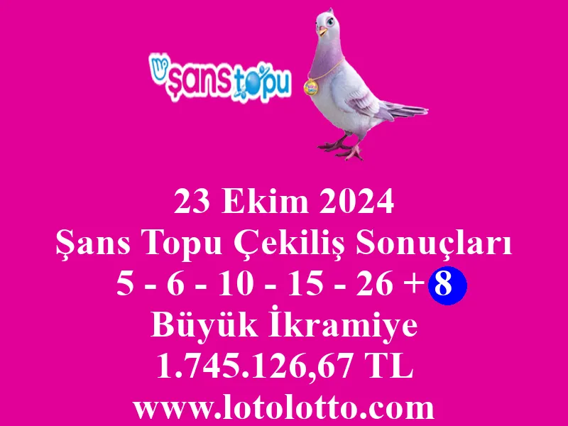 23 Ekim 2024 Şans Topu Çekiliş Sonuçları