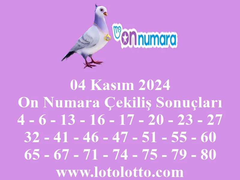 On Numara 04 Kasım 2024 Çekiliş Sonuçları