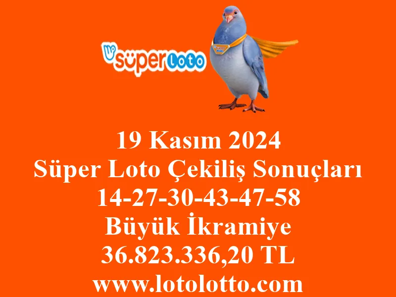 Süper Loto 19 Kasım 2024 Çekiliş Sonuçları