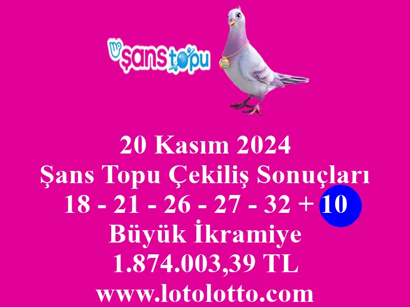 Şans Topu 20 Kasım 2024 Çekiliş Sonuçları