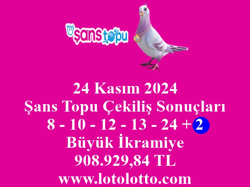 Şans Topu 24 Kasım 2024 Çekiliş Sonuçları