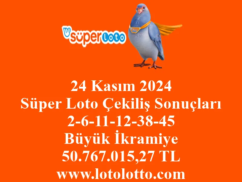 Süper Loto 24 Kasım 2024 Çekiliş Sonuçları