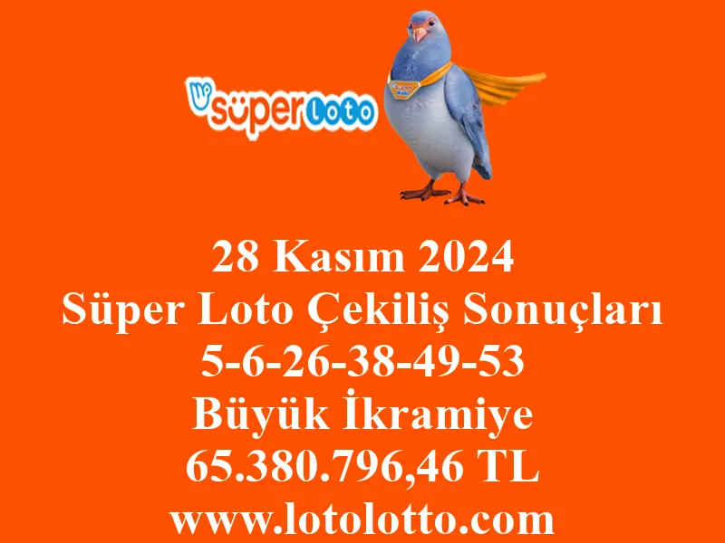 Süper Loto 28 Kasım 2024 Çekiliş Sonuçları