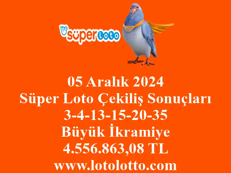 Süper Loto 05 Aralık 2024 Çekiliş Sonuçları