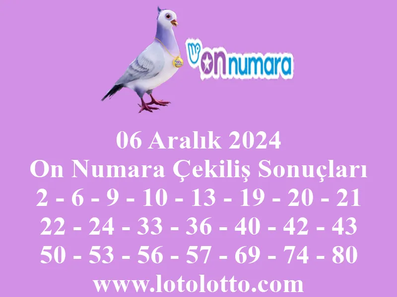 On Numara 06 Aralık 2024 Çekiliş Sonuçları