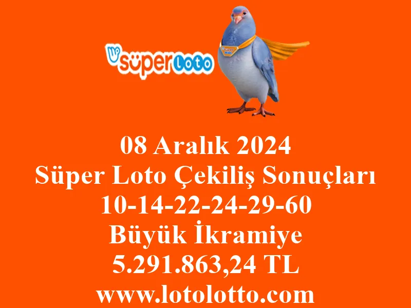 Süper Loto 08 Aralık 2024 Çekiliş Sonuçları