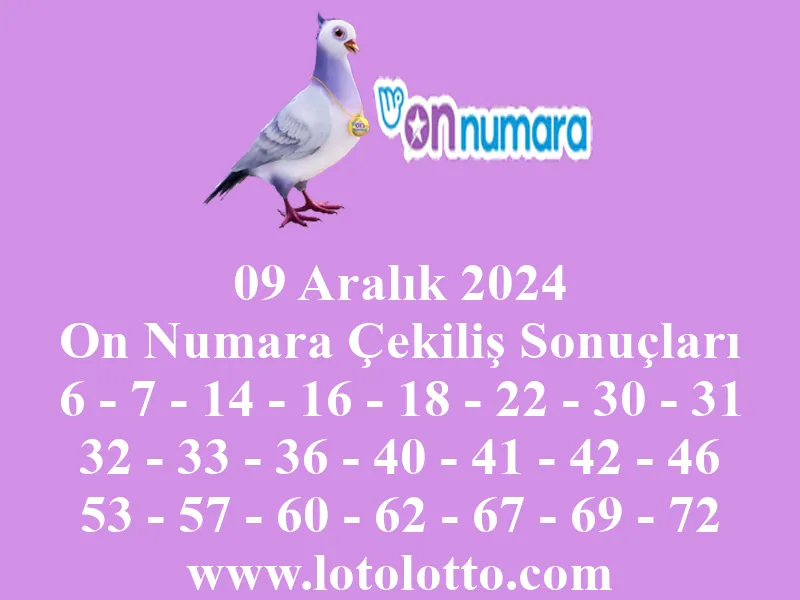 On Numara 09 Aralık 2024 Çekiliş Sonuçları