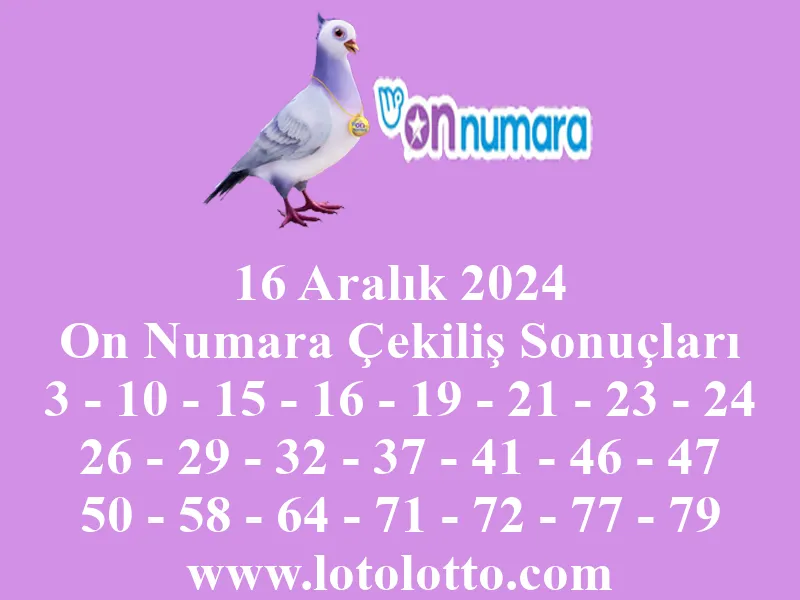 On Numara 16 Aralık 2024 Çekiliş Sonuçları